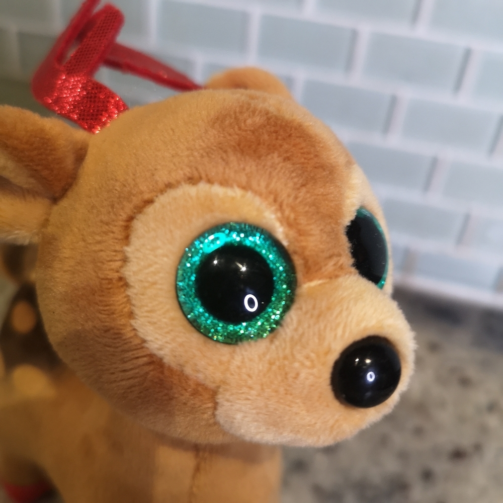 3 for $15 Ty Beanie Boos TINSEL the Reindeer 6" Tall Glitter Eyes With Heart